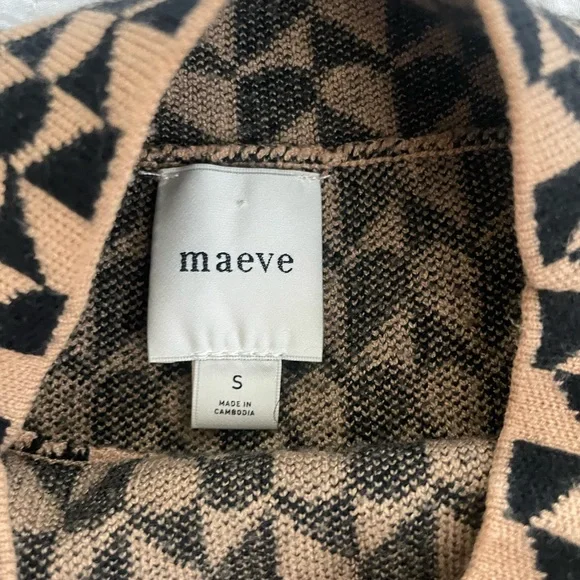 Anthropologie Maeve Geometric Mock Neck Sweater - Black and Tan - Picture 4 of 4